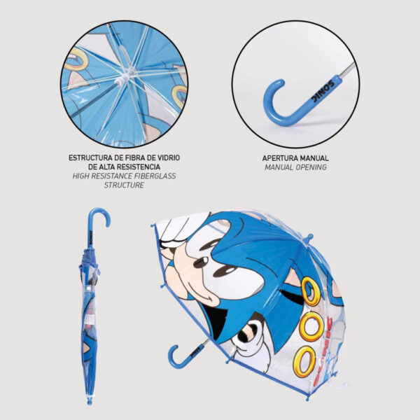 Sonic a sündisznó Ring gyerek átlátszó esernyő Ø71 cm - Image 4