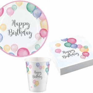 Happy Birthday Pastel party szett 36 db-os 23 cm-es tányérral