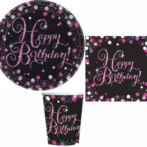 Happy Birthday Pink party szett 32 db-os 23 cm-es tányérral