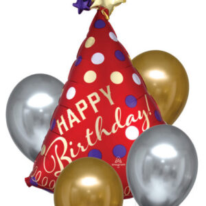 Szatén Luxe Happy Birthday fólia lufi 5 db-os szett