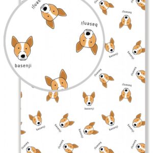 Kutyás Basenji gumis lepedő 90x200 cm