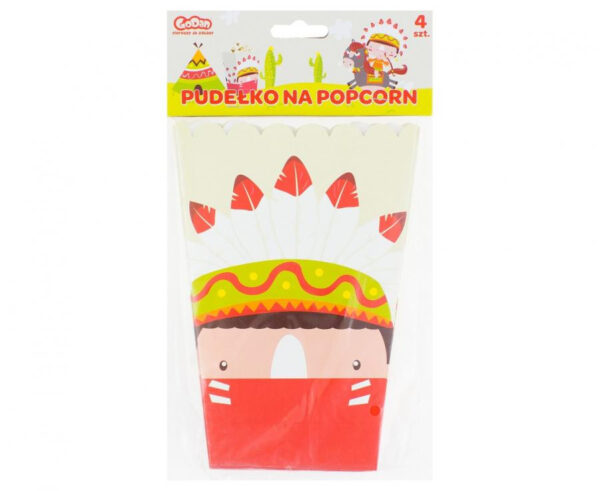 Indián Party papír popcorn doboz 19 cm 4 db-os - Image 2