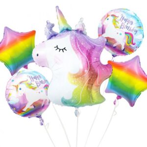 Unikornis Rainbow fólia lufi 5 db-os szett