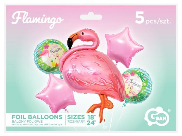 Flamingó Pink fólia lufi 5 db-os szett - Image 2