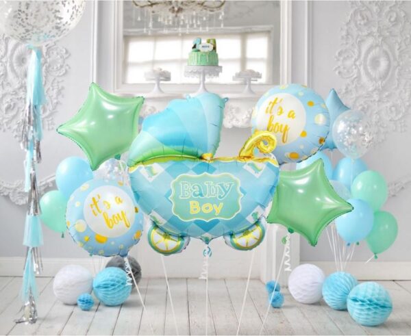 Kék babakocsi Carriage Blue fólia lufi 5 db-os szett - Image 3