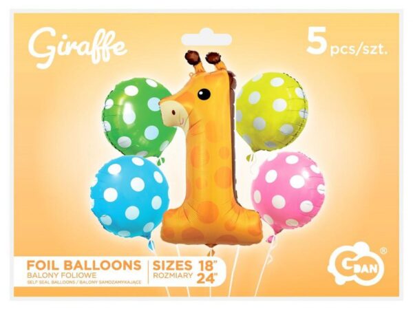 Zsiráf Dots fólia lufi 5 db-os szett - Image 2