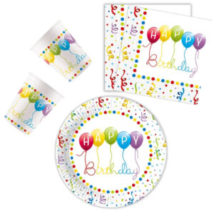 Happy Birthday Streamers party szett 36 db-os 23 cm-es tányérral