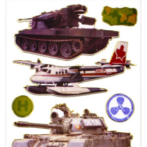 Tank, repülő Military matrica arany díszítéssel