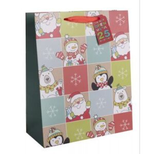 Ajándéktasak színes karácsonyi mintákkal - 26 x 32 cm