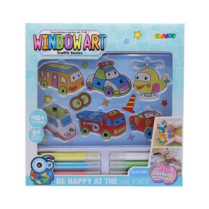 Ablak varázs klt., jármûvek, 6 sablon + 6 filctoll, 27x28 cm dob.