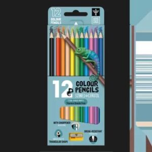 Ars Una: Háromszögletű színes ceruza hegyezővel - 12 db-os