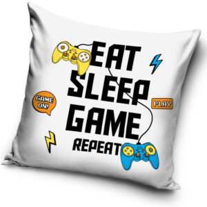 Gamer Repeat White párnahuzat 40x40 cm – Játékmancs
