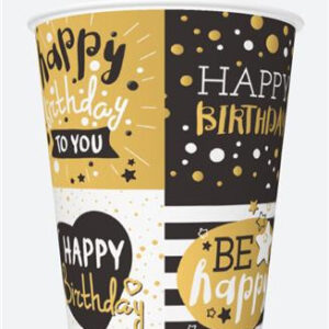 Happy Birthday Golden papír pohár 8 db-os 250 ml