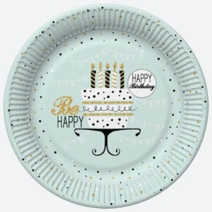 Happy Birthday Mint papírtányér 8 db-os 18 cm