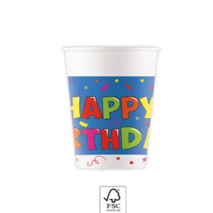 Happy Birthday Kokliko papír pohár 8 db-os 200 ml FSC
