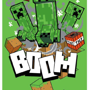 Minecraft Boom Green fürdőlepedő, strand törölköző 70x140cm