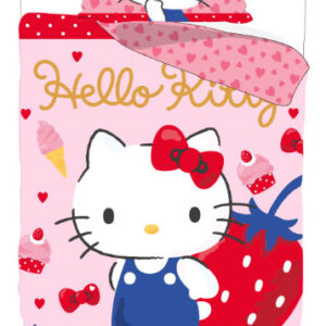 Hello Kitty Strawberry gyerek, ovis ágyneműhuzat 100×135 cm, 40×60 cm