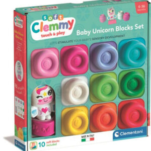 Színes Clemmy Unicorn puha építőkocka szett 10 db-os figurával Clementoni