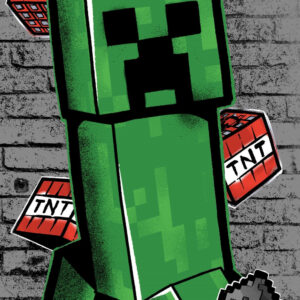 Minecraft Metro Art Creeper Grey fürdőlepedő, strand törölköző 70x140cm