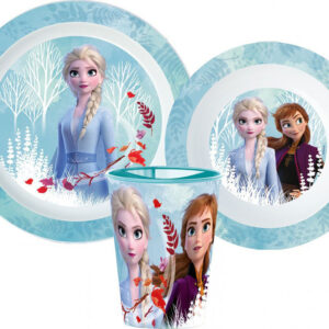 Disney Jégvarázs Blue Forest étkészlet, micro műanyag szett, pohárral 260 ml