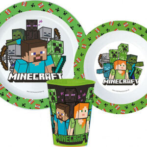 Minecraft Pixelcraft étkészlet, micro műanyag szett, pohárral 260 ml