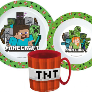 Minecraft Creeper étkészlet, micro műanyag szett bögrével 350 ml