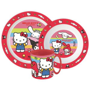 Hello Kitty And Friends étkészlet, micro műanyag szett bögrével 390 ml