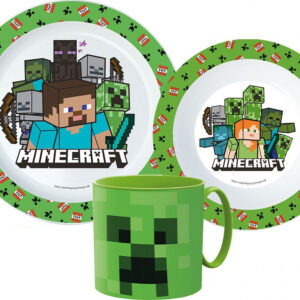 Minecraft Pixelcraft étkészlet, micro műanyag szett bögrével 265 ml