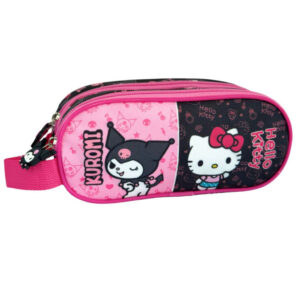 Hello Kitty & Kuromi 2 rekeszes tolltartó 23 cm