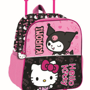 Hello Kitty & Kuromi gurulós ovis 3D hátizsák, táska 32 cm