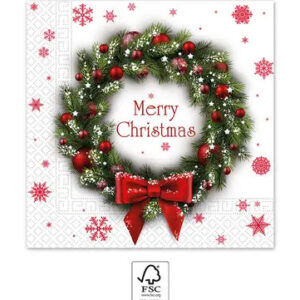Karácsonyi Merry Xmas Wreath szalvéta 20 db-os 33x33 cm FSC
