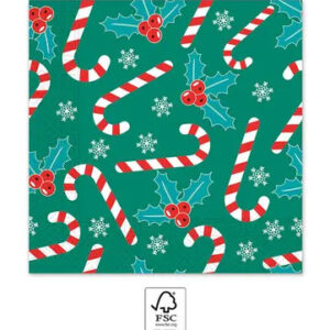 Karácsonyi Xmas Sugar Canes szalvéta 20 db-os 33x33 cm FSC